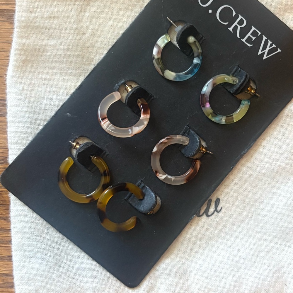 J. Crew Multi-Color Acetate Hoop/Huggie Earring Set - Picture 4 of 4